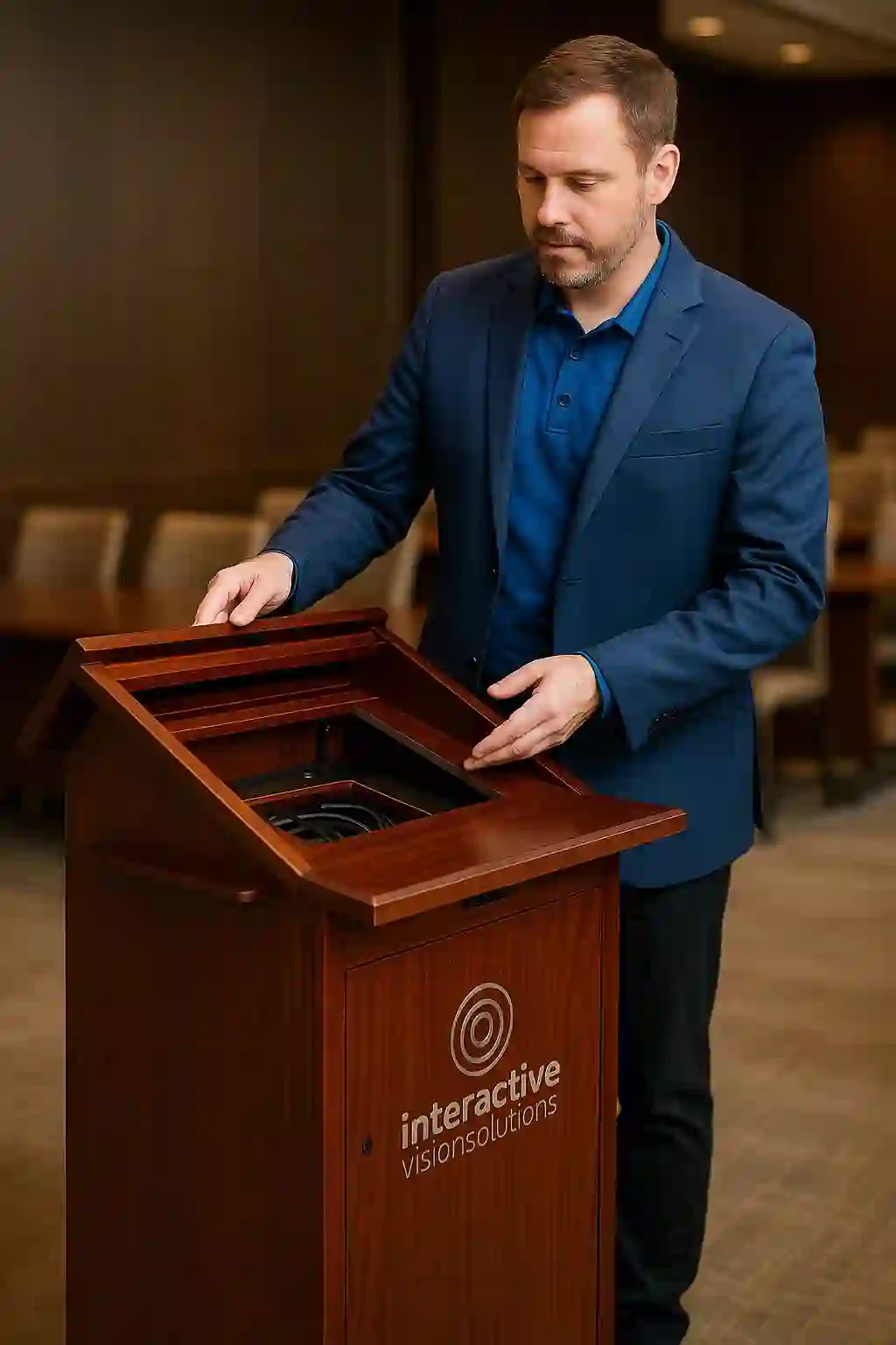 Executive wood podium rental NYC for corporate meetings