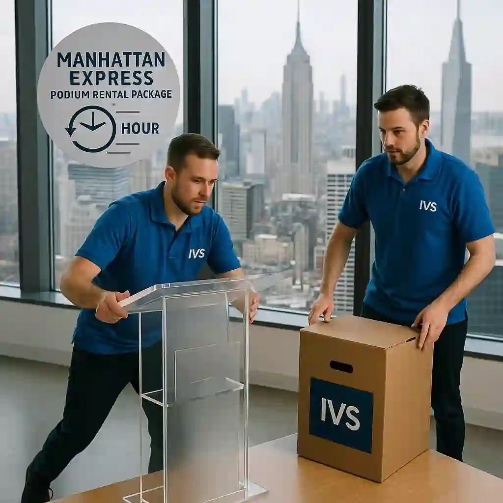 Fast acrylic podium rental Manhattan Express