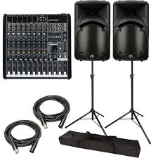 Medium Venue  Sound System with Audio Mixer and 2 Speakers Stands
